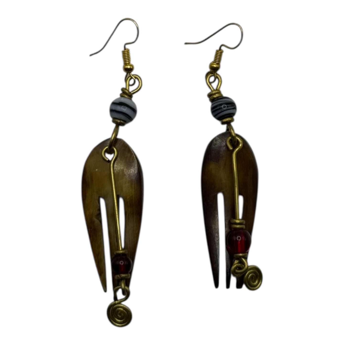 Amber Spirit Horn Drop Earrings