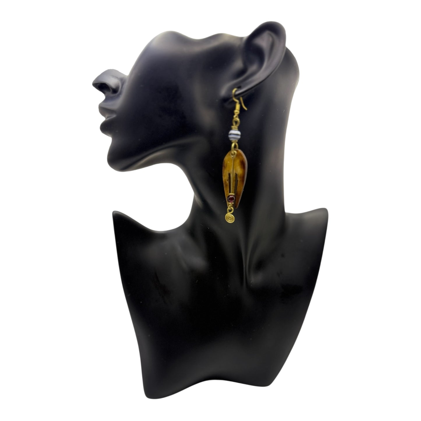 Amber Spirit Horn Drop Earrings