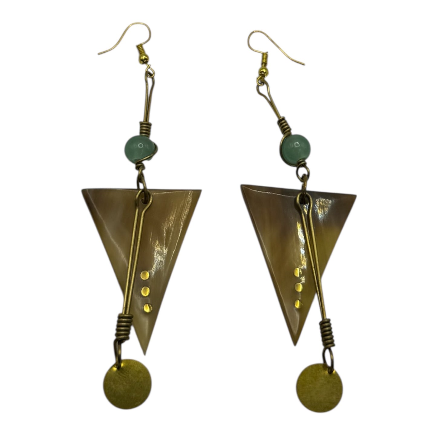Bone Triangle & Bead Drop Earrings