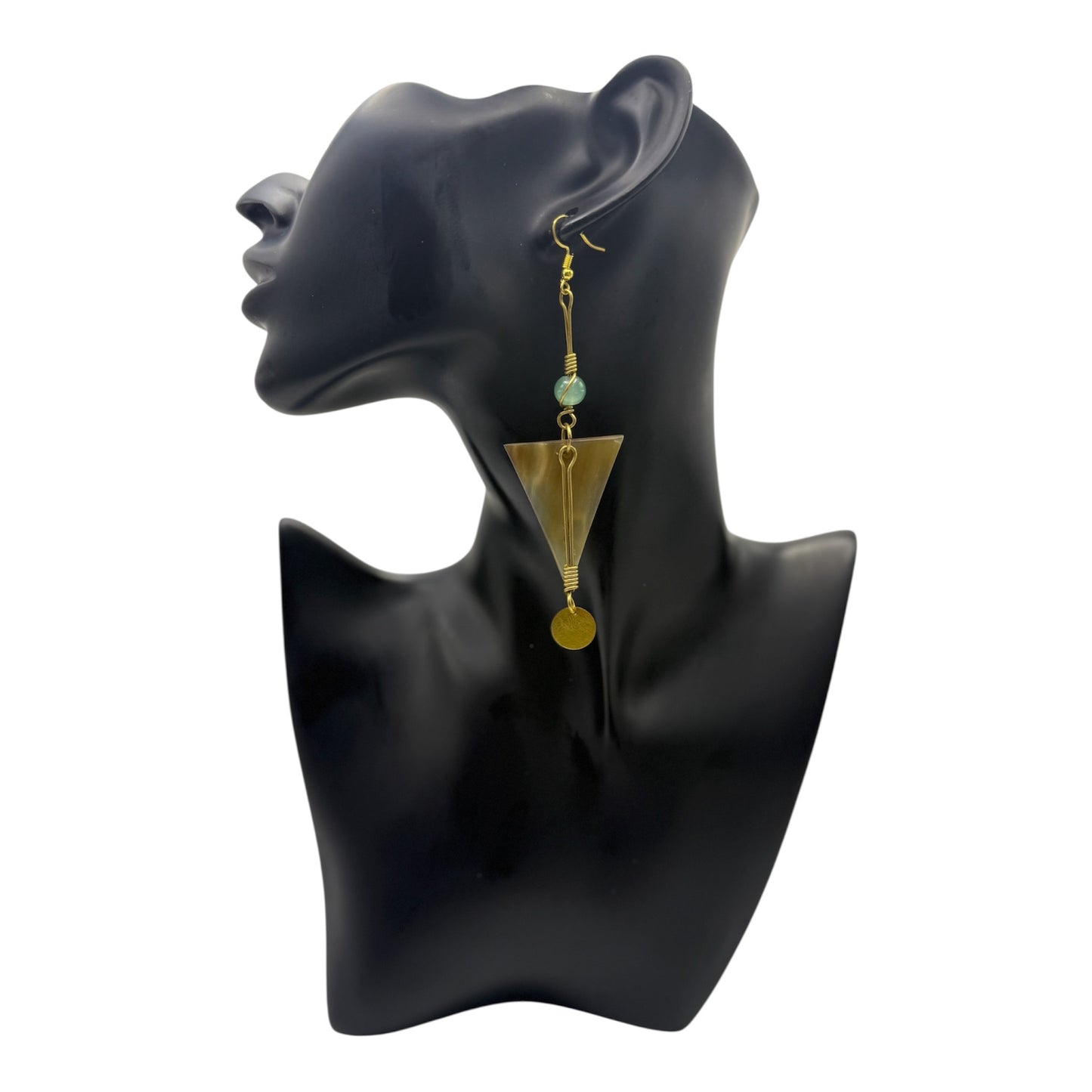 Bone Triangle & Bead Drop Earrings