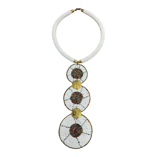 Handmade Maasai Triple Circle Beaded Necklace - Kenyan Statement Jewelry