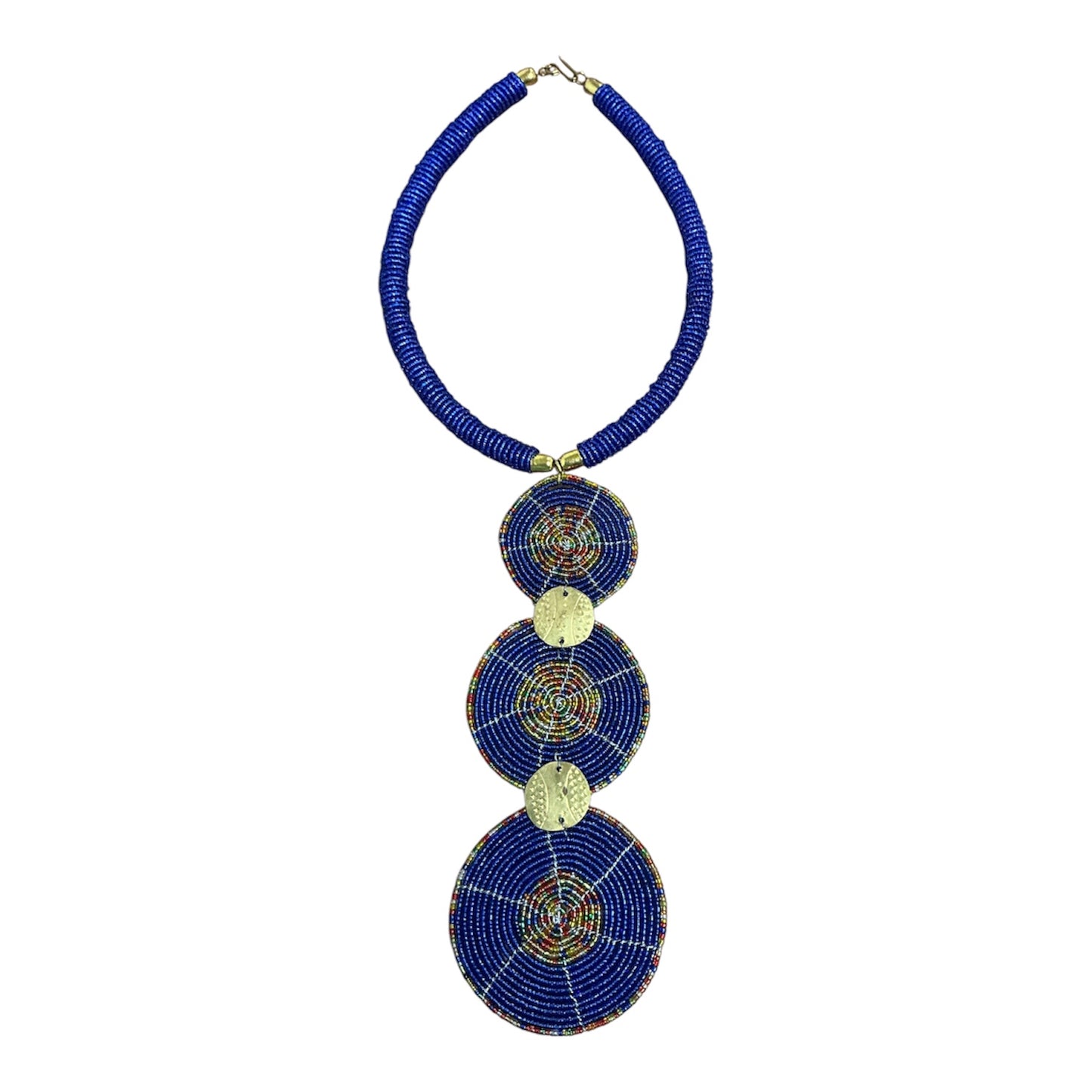 Handmade Maasai Triple Circle Beaded Necklace - Kenyan Statement Jewelry