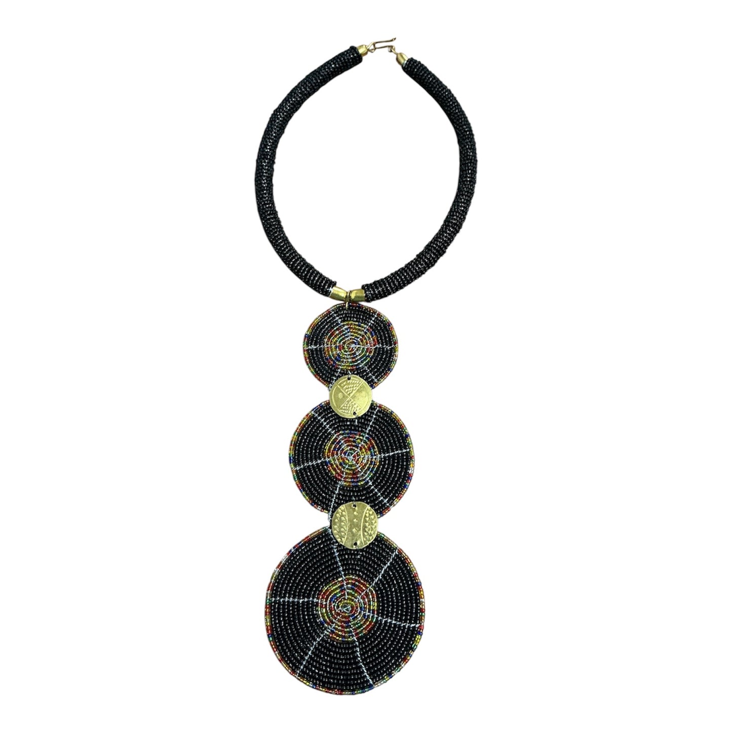 Handmade Maasai Triple Circle Beaded Necklace - Kenyan Statement Jewelry