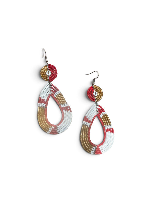 Circle Tear Drop Beaded Earrings