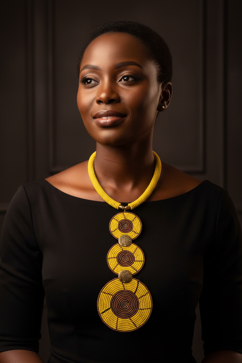 Handmade Maasai Triple Circle Beaded Necklace - Kenyan Statement Jewelry