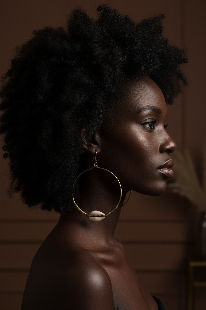 Handmade Kenyan Cowry Shell Minimalist Hoop Earrings - Artisan Brass Jewelry