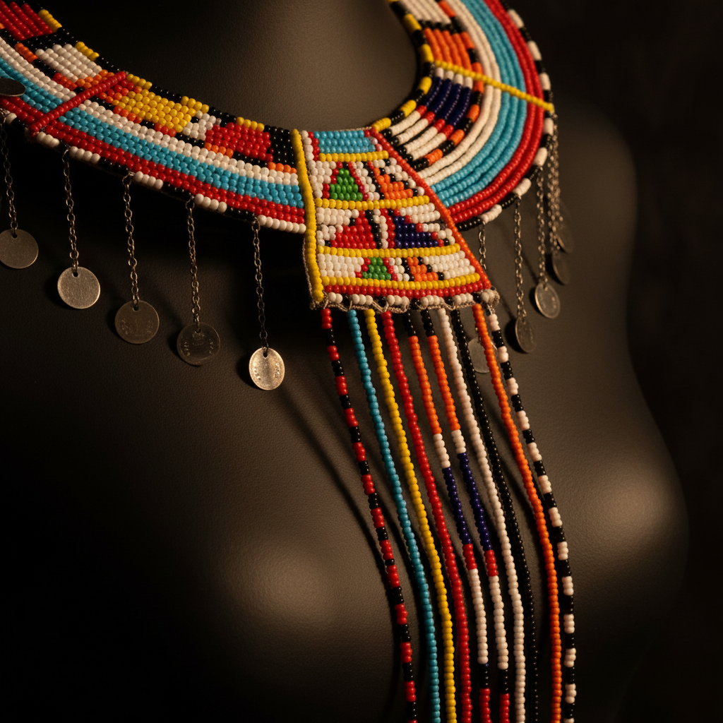 Traditional Maasai Wedding Necklace - Handmade Kenyan Ceremonial Beaded Collar