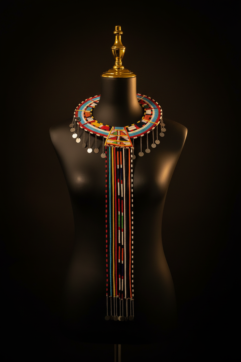 Traditional Maasai Wedding Necklace - Handmade Kenyan Ceremonial Beaded Collar
