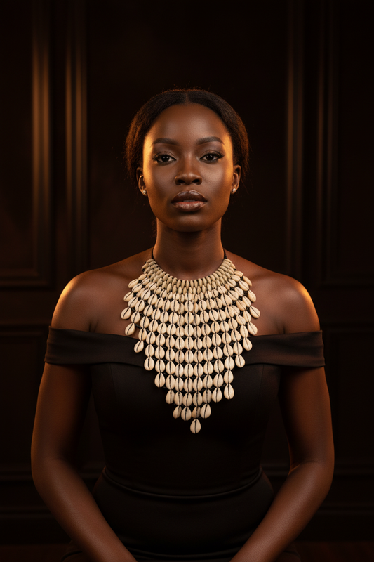 Luxury Cowrie Shell Bib Necklace - Dramatic Statement Piece for Special Occasions
